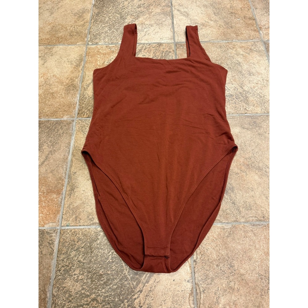 Old Navy Womens XL Rust Brown Square Neck Sleeveless Bodysuit Tank Top